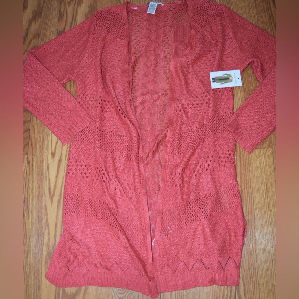 Open-Front coral Knit Duster Cardigan
